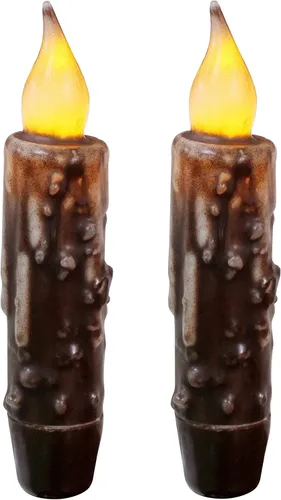 Vista 25 de CVHOMEDECO. Velas de cera real sumergidas a mano con temporizador LED con pilas, velas cónicas sin llama primitivas del país, 4-3/4 pulgadas, negro