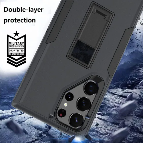 Vista 5 de Funda diseñada para Samsung Galaxy S23 Ultra con soporte, protección contra caídas funciona con soporte magnético para automóvil, a prueba de polvo