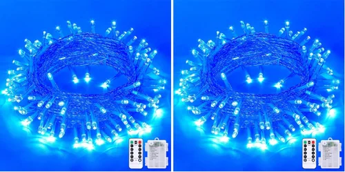 Vista 30 de JMEXSUSS Luces de Navidad multicolor que funcionan con pilas con 8 modos de control remoto, impermeables, 33 pies, 100 luces LED de Navidad