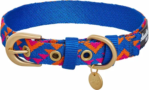 Vista 17 de Blueberry Pet - Collar ajustable para perro con forma de diamantes tribales del sudoeste en francés rosa con hebilla de metal, cuello 9-12.5