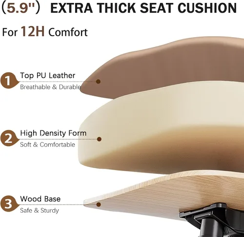 Vista 7 de Silla de oficina ejecutiva reclinable de 155° con soporte lumbar ajustable, cómoda silla de escritorio para computadora con reposapiés, silla