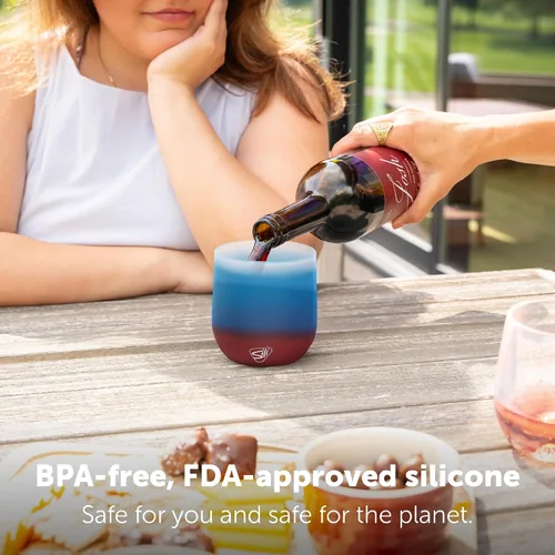 Vista 5 de Silipint - Copa de vino de silicona sin tallo de 12 onzas - Libre de BPA, irrompible, no tóxica, apta para lavavajillas, copa de vino irrompible