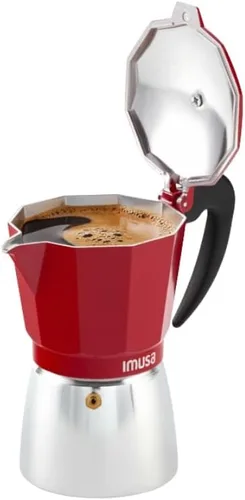 Vista 11 de IMUSA USA B120-43V, Cafetera de expreso de aluminio para estufa de 6 tazas, plateada Ideal para preparar café expreso