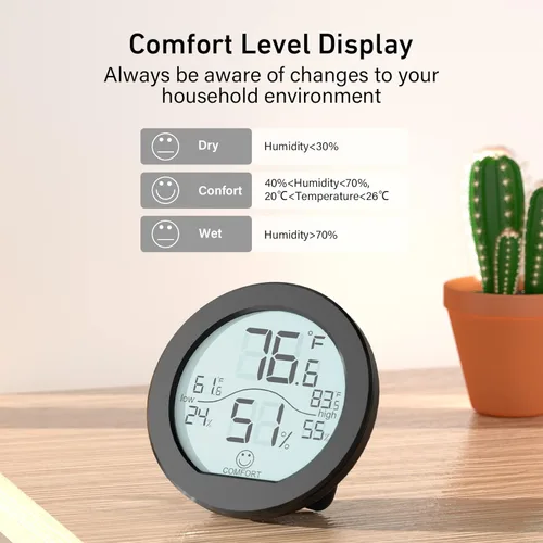 Vista 3 de SECRUI Higrómetro Termómetro para Temperatura de Habitación Medidor de Humedad Termómetro Interior Calibración de Precisión Sensor de Temperatura