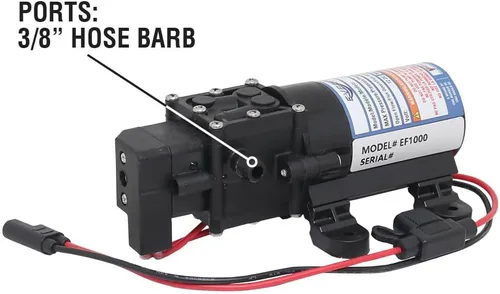 Vista 6 de Everflo EF1000-BOX - Bomba de diafragma de 12 V en caja con puertos de manguera de 3/8 pulgada, 1,0 GPM