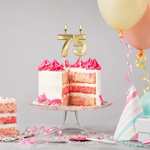 Vista 5 de Velas de cumpleaños número 29 y 92 para pastel, velas doradas con forma de diamante 3D con forma de diamante, decoraciones de cumpleaños
