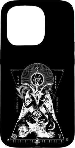 Vista 14 de iPhone 16 BAPHOMET - Como arriba y abajo - Funda de geometría sagrada oculta