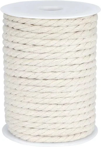 Vista 9 de joycraft Cordón de macramé, cuerda de algodón blanco hueso, 0.315 in x 21 yardas, cuerda de algodón trenzado de 3 hebras para colgar plantas