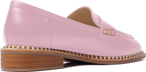 Vista 5 de FOGEENA Mocasines de cuero mate para mujer, estilo casual, sin cordones, punta redonda, tacón bajo grueso, zapatos de vestir de 1 pulgada
