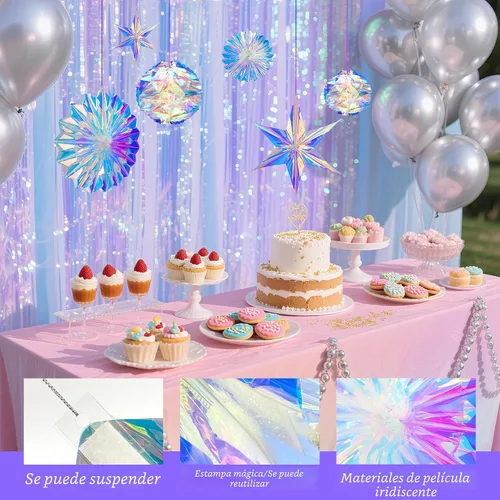 Vista 6 de BTSD-home 6pc Iridescent Party Decorations Hanging Decor Iridiscente 1