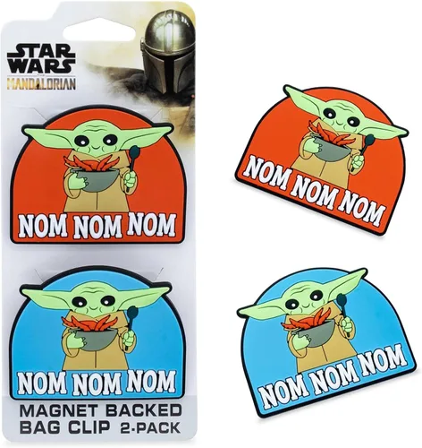 Vista 2 de Star Wars: The Mandalorian Grogu The Child Nom Nom Nom Clips magnéticos para chips, juego de 2 Abrazaderas para bolsas de plástico para aperitivos