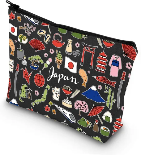 Vista 10 de LEVLO Bolsa de viaje Japón - Bolsa con cremallera para regalos de viaje japoneses, Japan, Bolsa de cosméticos