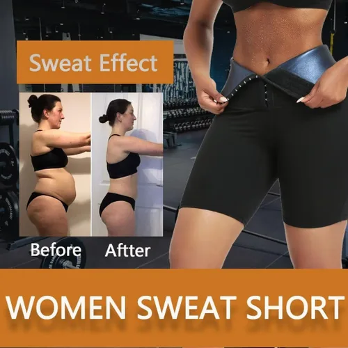 Vista 3 de Sauna Sweat Shorts Pants Compression Workout Gym Exercise Waist Trainer Body Shaper Thighs Tummy Control
