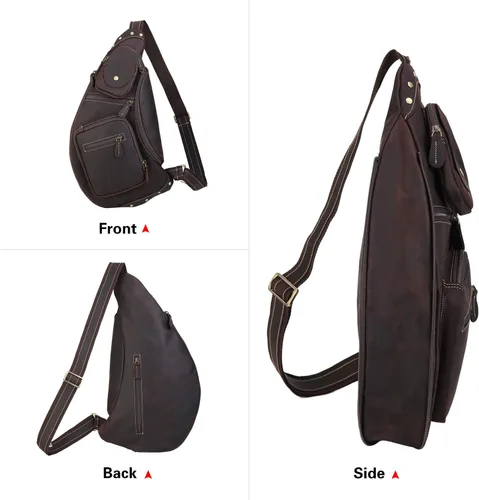 Vista 8 de Polare - Mochila táctica de cuero de grano completo para acampar al aire libre