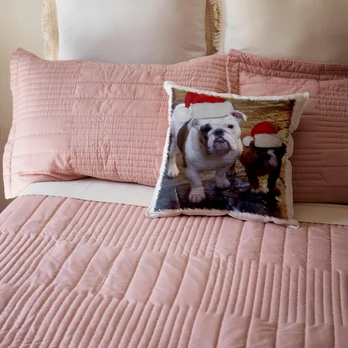 Vista 5 de 3dRose pc_63087_1 Bulldog Inglés Navidad con Santa Sombreros-Funda de almohada, 16 x 16