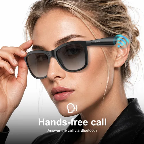 Vista 2 de Gafas Bluetooth BluKaSa, protección UV, batería de larga duración, carga USB C Bluetooth Sunglasses, Smart Glasses, Polarized Lenses,Bluetooth