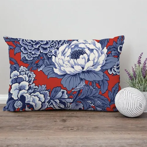 Vista 126 de ArogGeld Funda de cojín con flores verdes y blancas con flores grises y negras y hojas verdes en estilo chinoiserie, funda de almohada cuadrada