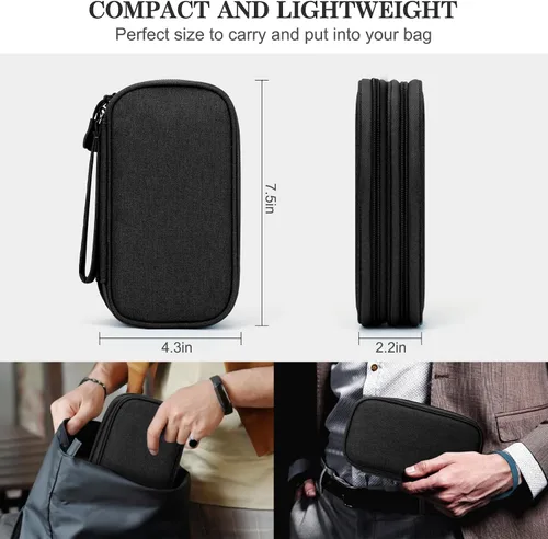 Vista 2 de FYY Organizador electrónico, organizador de cables de viaje, bolsa organizadora de cables electrónicos, funda de transporte, portátil, impermeable