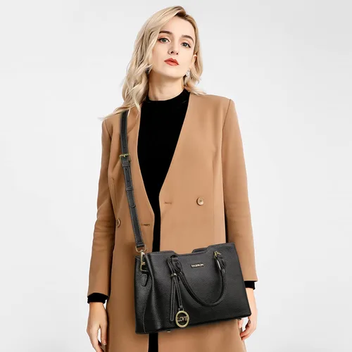 Vista 2 de SENDEFN Bolso de cuero con asa superior para mujer bolso de hombro