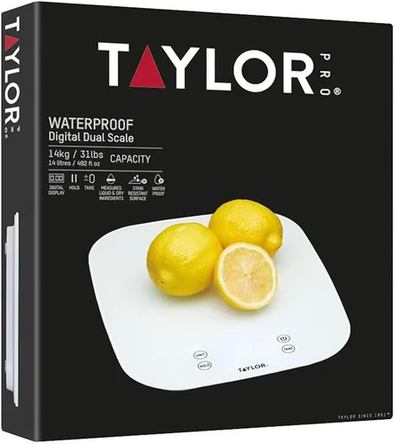 Vista 3 de Taylor Básculas profesionales digitales de cocina, compactas estándar profesional con precisión y diseño impermeable con función de tara, vidrio