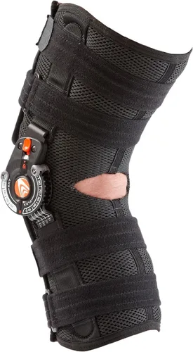 Vista 4 de Breg Rodillera Recover, larga, malla de aire, espalda abierta, envolvente (XS) Long airmesh hinged knee support that eases LCL, knee sprain
