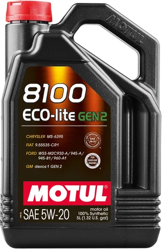 Vista 2 de Motul 8100 ECO-lite Gen2 5W-20 Aceite de motor sintético completo con fórmula avanzada de baja fricción – API SP y dexos1 Gen2 aprobado