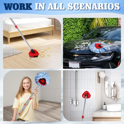 Vista 7 de Juego profesional de 6 piezas compatible con O-Cedar RinseClean: 4 cabezales de fregona de microfibra + 1 cepillo + 1 base de ajuste preciso