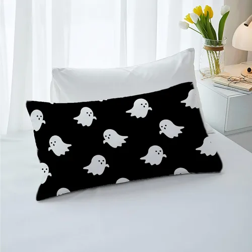 Vista 4 de Juego de funda de edredón de 3 piezas de fantasma de Halloween (tamaño individual) con 2 fundas de almohada, microfibra ligera de 3 piezas