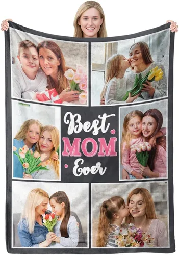 Vista 12 de MeMoShe Manta personalizada para el día de la madre, regalos de hija, hijo, manta personalizada con fotos, regalos para mamá, mujeres, regalos