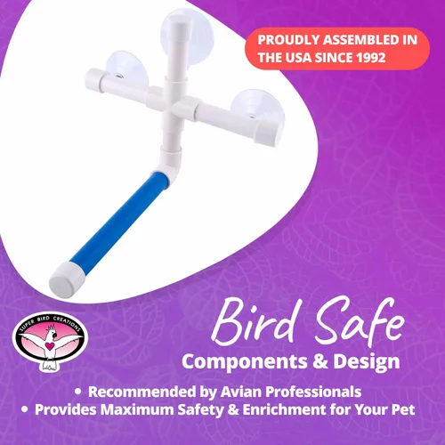 Vista 6 de Super Bird Creations - Percha plegable para ventana de ducha SB126 - Ringnecks Medium Conures Loros - Soporte multifuncional para pájaros