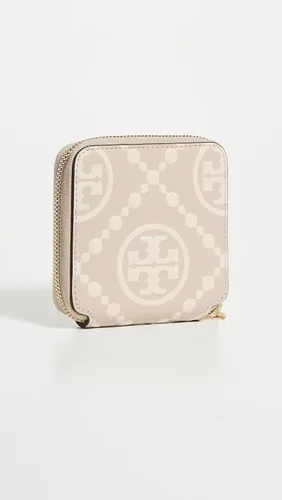 Vista 3 de Tory Burch Billetera plegable en relieve T Monogram Contrast para mujer, Longan Nueva crema, Compacto