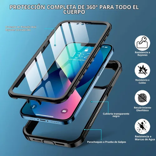 Vista 3 de Red2Fire Funda para iPhone 13, [Cuerpo Completo 360] [Protección de Servicio Pesado] con Protector de Pantalla Integrado Resistente Robusto 12 Pies