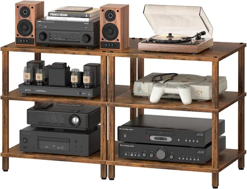 Vista 15 de Soporte para reproductor multimedia AV de 3 niveles, gabinete estéreo, gabinete estéreo moderno, estante de consola de juegos, soporte de TV