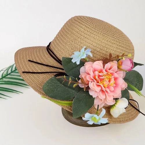 Vista 2 de TBUIALL Sombreros para recién nacidos para bebés, niñas, sombreros de sol transpirables para verano, niño, bebé, niños, flores, holgados