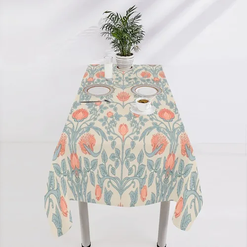 Vista 94 de Mantel Floral Retro de Pájaros, Diseño Original Bohemio William Morris Estampado Cubierta de Mesa para Hogar Picnic Fiesta Comedor Cocina William