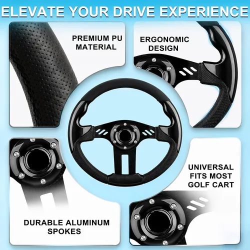 Vista 3 de Volante de carrito de golf para EZGO TXT/RXV, Club Car DS/Precedent/Tempo, Yamaha G29/Drive/Drive 2 y la mayoría de los modelos de carrito de golf