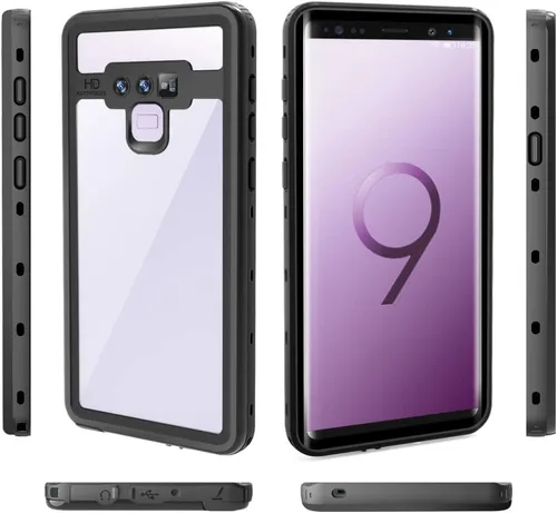 Vista 2 de LEMAXELERS Diseñada para Galaxy Note 9, funda impermeable con protector de pantalla integrado [IP68 bajo el agua]
