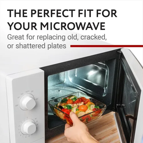 Vista 2 de Impresa Placa giratoria de vidrio para microondas de repuesto, compatible con los modelos Panasonic, Kenmore y Sears, 16.5 pulgadas de diámetro