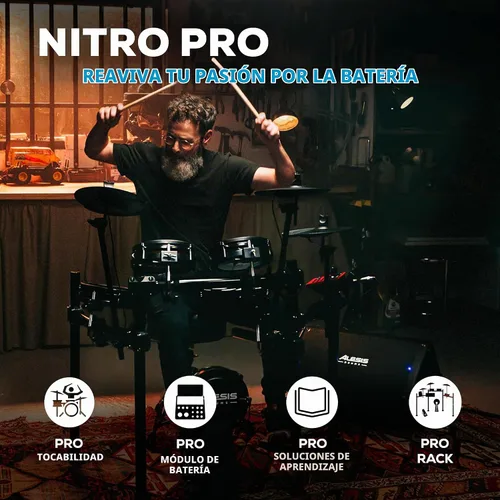 Vista 2 de Alesis Nitro Pro y Strike Amp 8 MK2 - Juego de batería eléctrica con altavoz amplificador de batería de 8 pulgadas de 2000 W, con Bluetooth