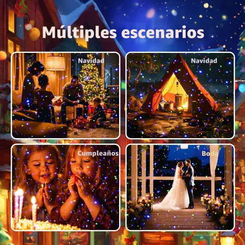 Vista 7 de Luces láser de Navidad para proyección al aire libre, proyector de luces láser de 3 colores, espectáculo de luces de luciérnagas con control remoto