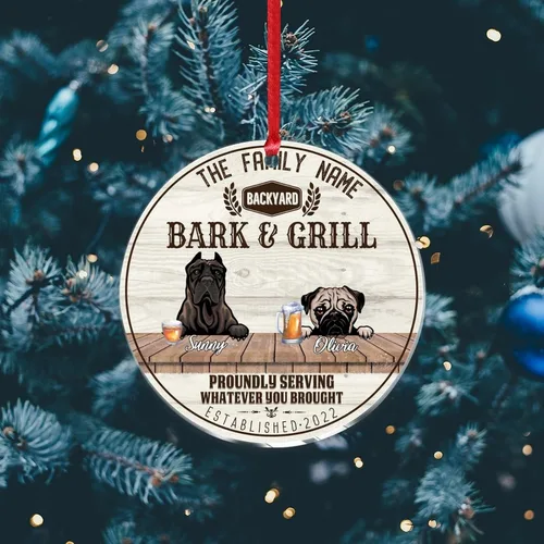 Vista 6 de SILYHEART Christmas Acrylic Ornaments Presa Canario & Pug Bull Dog Christmas Porcelain Ornament Family Dog Name Funny Dog Pet Lovers DIY Christmas