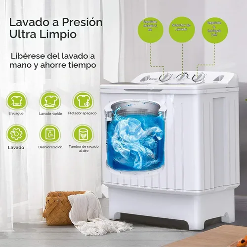 Vista 3 de LDAILY Lavadora portátil, lavadora compacta de 20 libras con bomba de drenaje y limpieza profunda, mini combo de lavado de lavandería para Blanco