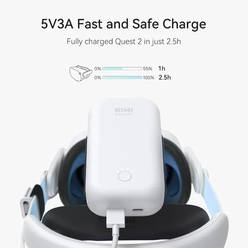 Vista 3 de KIWI design Cubierta de agarre para controlador y batería de 10000 mAh compatible con Quest 3