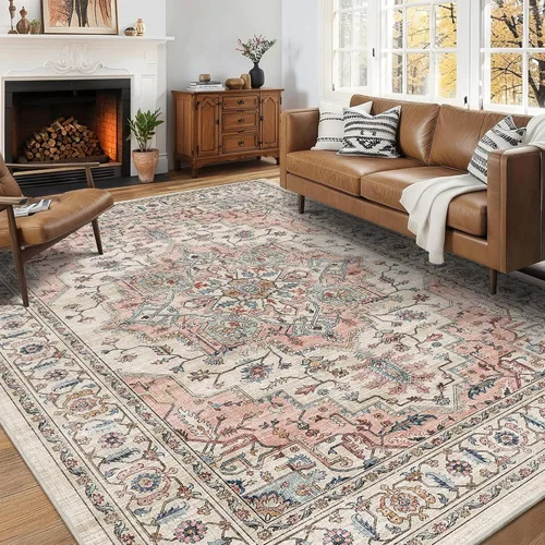 Vista 25 de Alfombra de pasillo vintage de 2 x 6 pies de pelo bajo Marrón beige