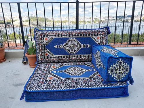 Vista 2 de arabicsofa Sofá de piso pequeño - Sofá modular turco hecho a mano con asientos bajos estilo Majlis