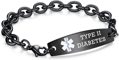 Vista 36 de LinnaLove Pulseras de identificación médica intercambiables Cadena de cable de acero inoxidable pulseras de alerta médica personalizables