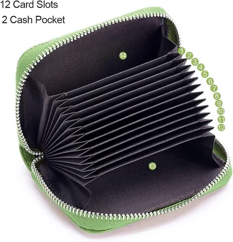 Vista 2 de EASTNIGHTS Cartera de cuero genuino para tarjetas de crédito RFID con cremallera