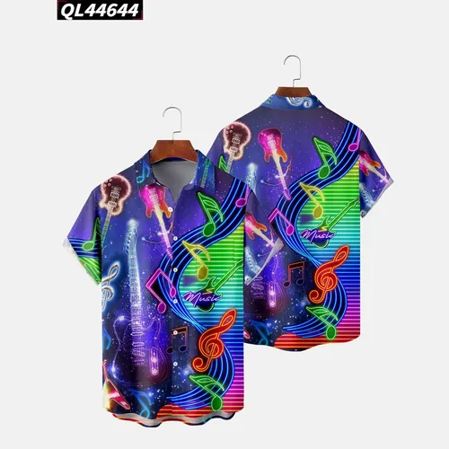 Vista 2 de 2023 Mens Bowling Shirts Floral Hawaiian Shirt Men Women Turn Down Collar Vintage Street T Shirts with Pockets for