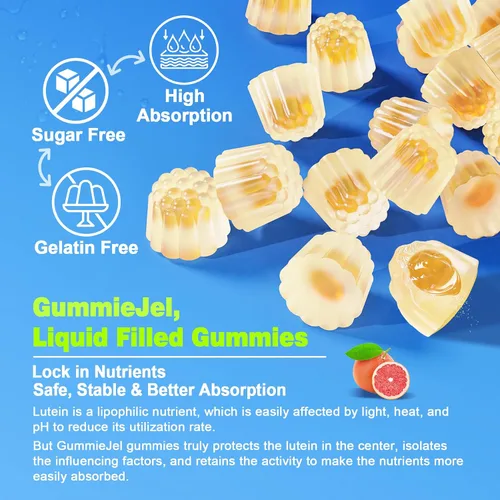 Vista 3 de Luteína 20 mg 40 mg y suplementos de zeaxantina para ojos, gomitas de luteína con Omega 3, azafrán, zinc, arándano y bayas de Goji para apoyo