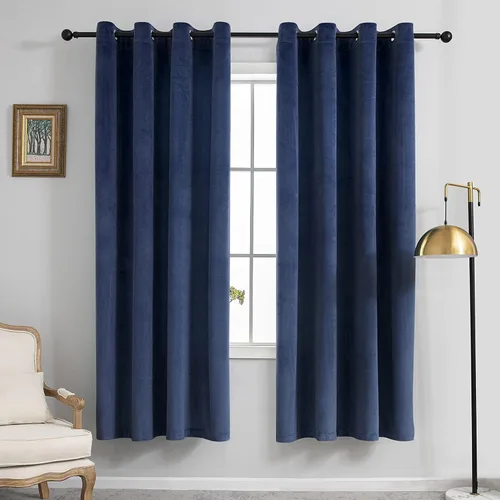 Vista 22 de VANASEE Cortinas de terciopelo gris oscuro para dormitorio, 63 pulgadas de largo, cortinas opacas para oscurecer la habitación, cortinas